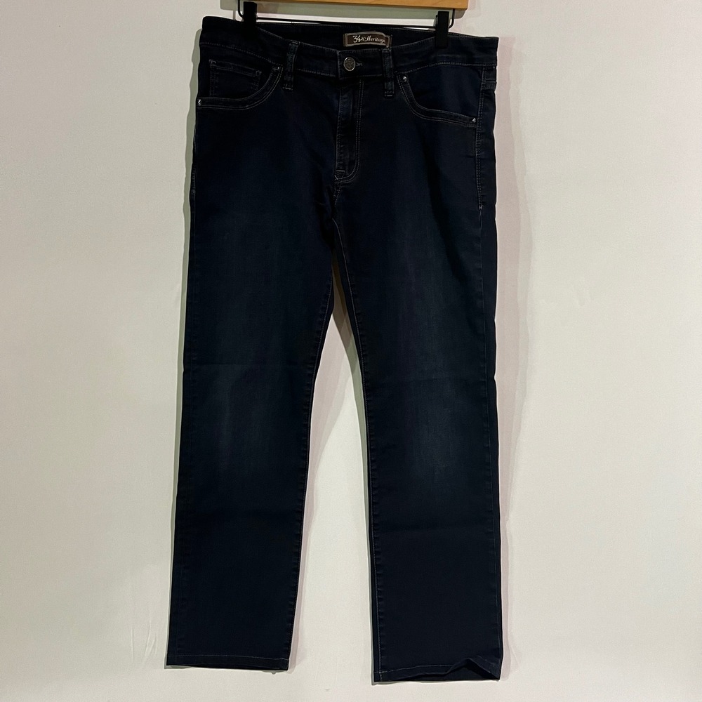34 Heritage Courage Mid Rise Straight Leg Jeans Dark Wash Blue Denim 34x34